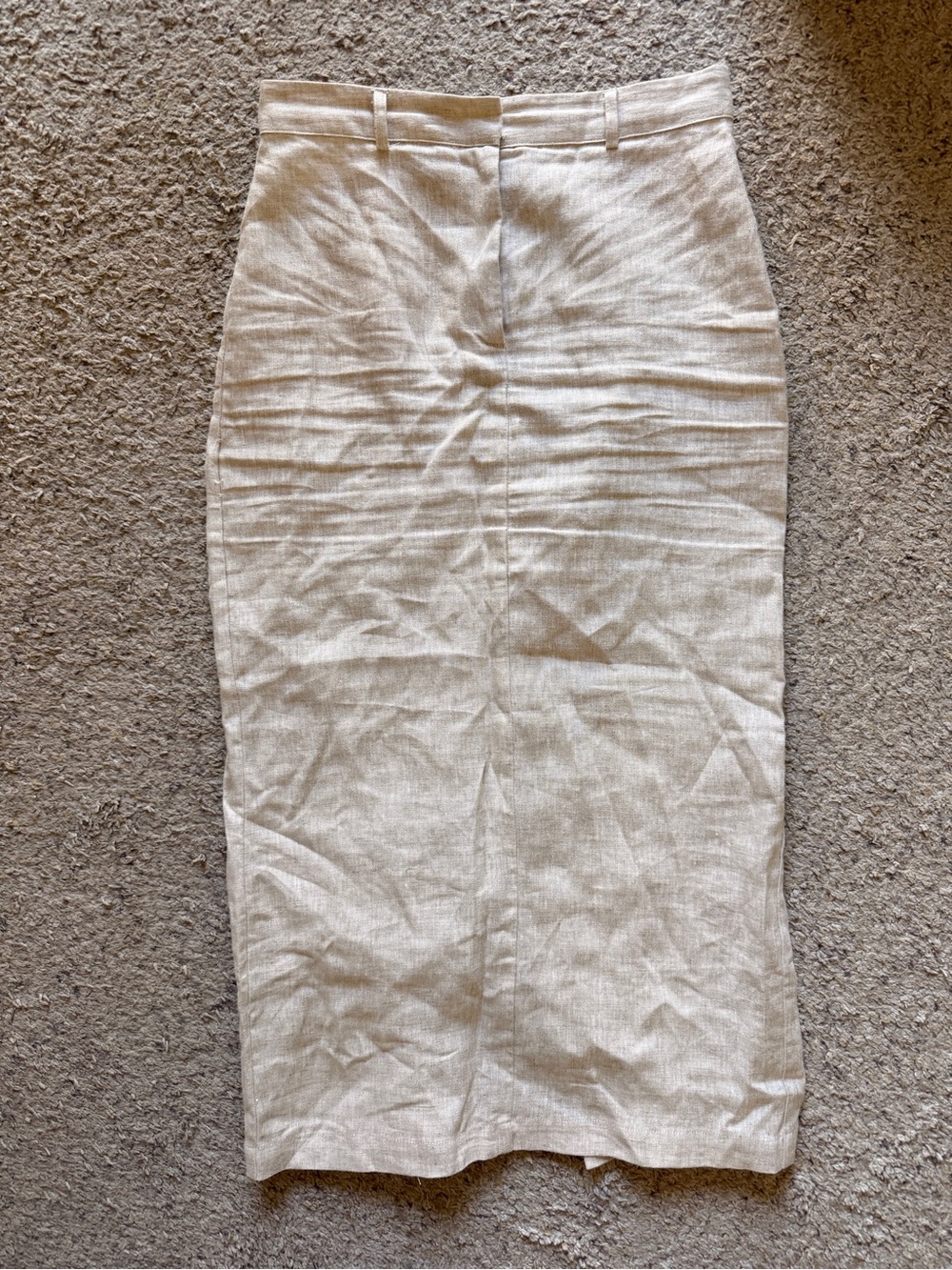 Reformation Natural Beige Linen-Blend Pencil Skirt